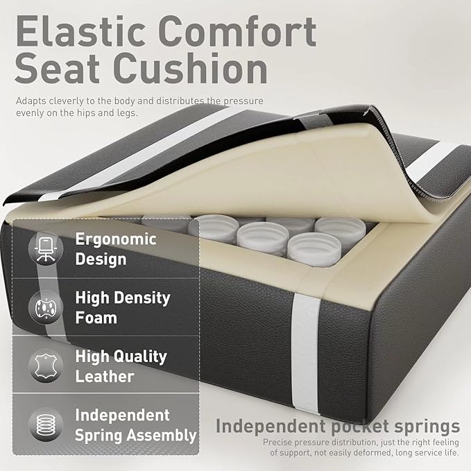 HLDIRECT Gaming Chair Ergonomic Video Game Seat with 360° Swivel &amp Lumbar Massage Computer Chair PU Leather Cushion for Adults Home/Office Use (Black &amp White)