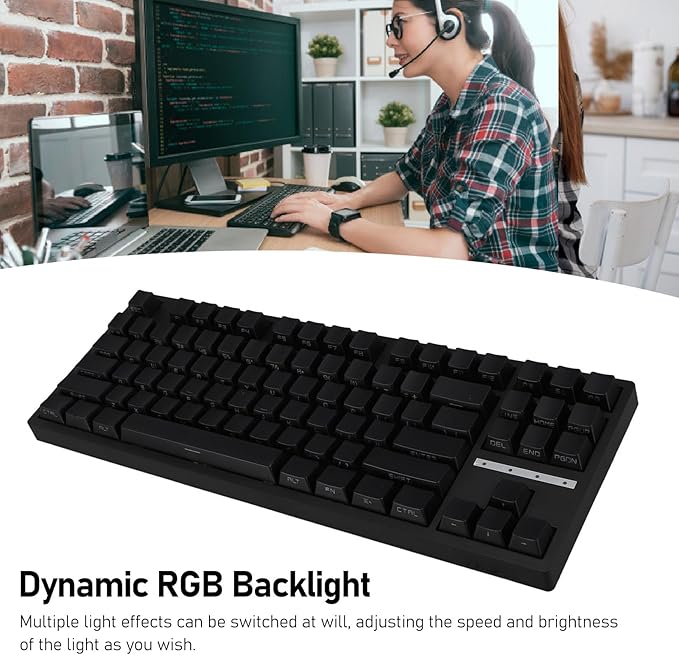 Gaming Keyboard RGB Backlit 87 Keys Bluetooth 3.0 5.0 Type C Wired Blue Switch Mechanical Gaming Keyboard for PC Laptop RGB Multiple Lighting Modes
