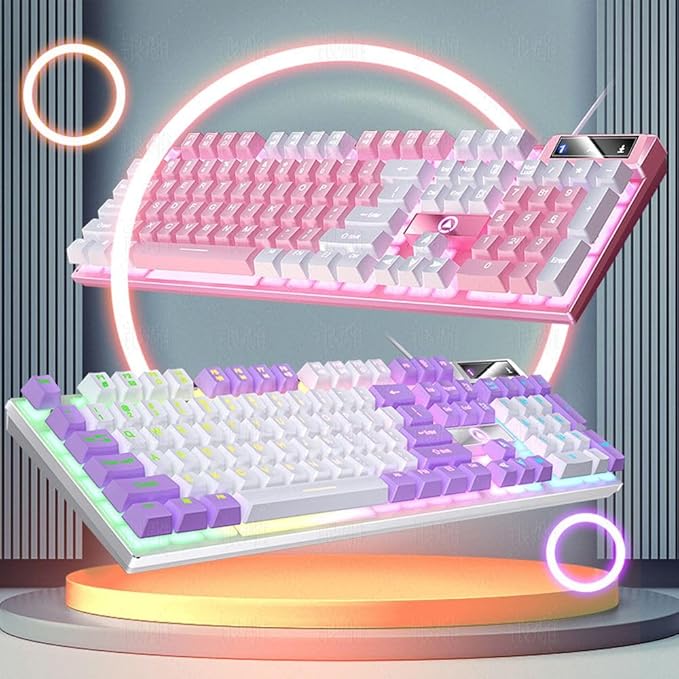 104-Key Mechanical Gaming Keyboard - Backlit USB Wired Mixed Light (Black)