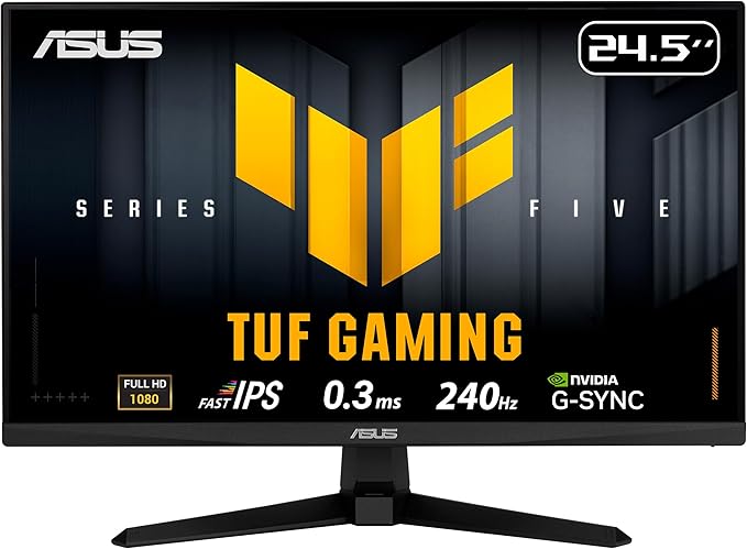 ASUS TUF Gaming Series 5 24.5” 1080P Monitor (VG259QM5A) – Full HD Fast-IPS 240Hz 0.3ms G-SYNC Compatible FreeSync Premium 99% sRGB DisplayWidget Gaming AI 3 yr Warranty
