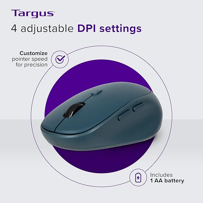 Targus Wireless Bluetooth Mouse for PC/Mac Multi-Device Connectivity Protection Laptop/Computer Mouse Blue (PMB58202GL)