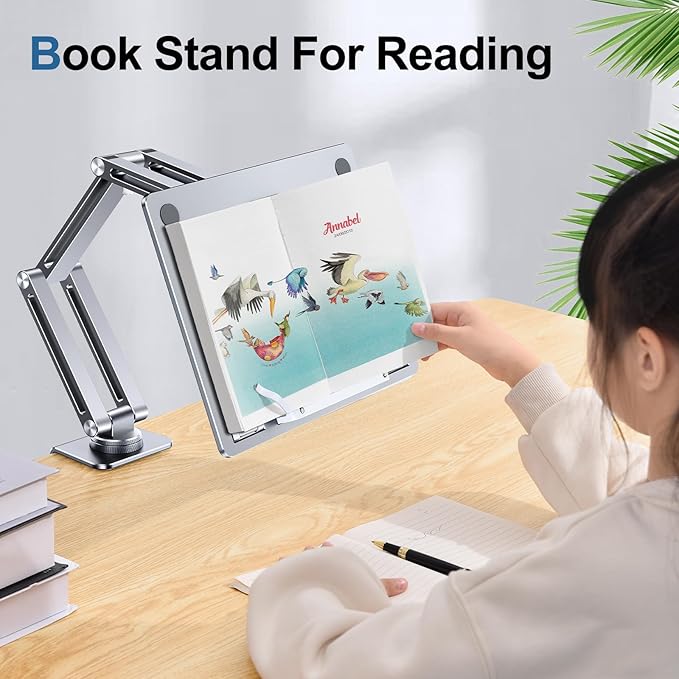 Laptop Mount for Desk Tablet Arm Mount with 360° Rotating Aluminum Laptop Tray Adjustable Foldable Computer Stand/Holder Fit for 11-15 Inch Laptops (Silver)