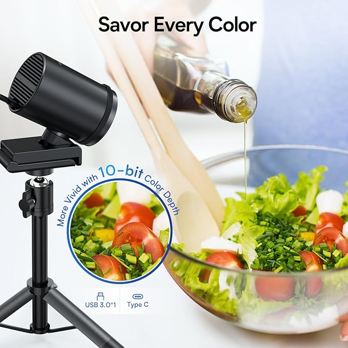 EMEET SmartCam S800-4K Webcam with Tripod for Streaming Sony 1/2'' Sensor Supports HDR PDAF&ampTOF Dual-autofocus 1080P@60FPS Adjustable Heights with 360° Swivel Head Perfect for Live Streaming