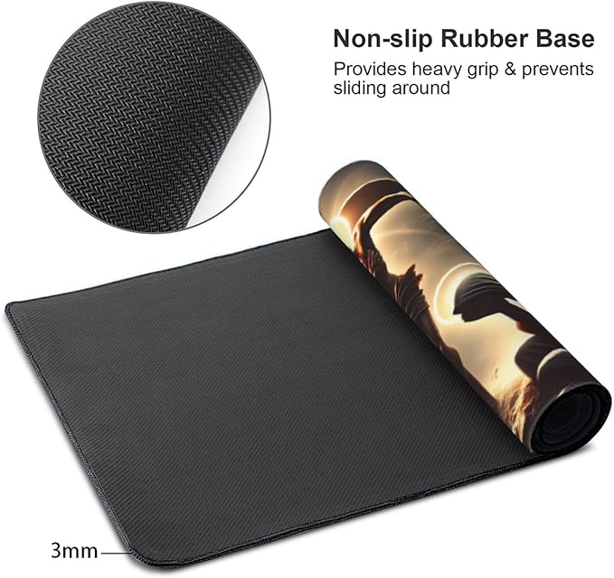 XXL Gaming Mouse Pad Extended (35.5X16) Jesus Christ Large Non-Slip Desk Mat Water-Resistant Keyboard Mousepad for Office &amp Home