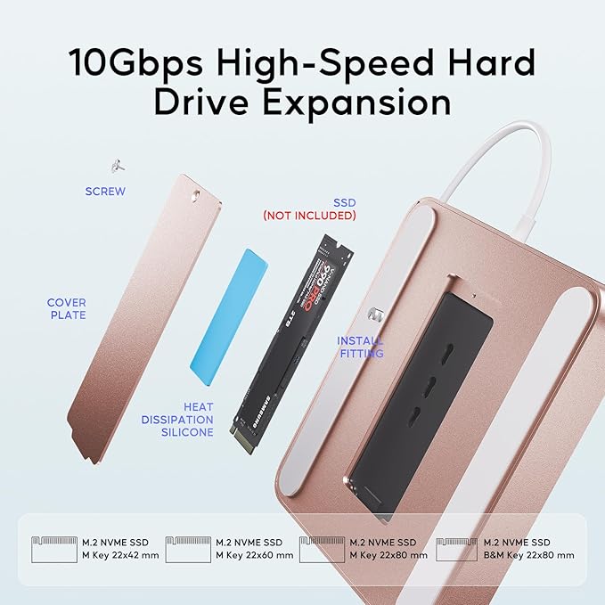 USB C HUB for iMac 24 inch 2021/2023 PULWTOP USB Hub Adapter iMac Accessories for M1/M3 with USB C 10Gbps 3*USB A SD/TF Docking Station Support Expand M.2 SSD (Not Included) Color not for i.Mac M4