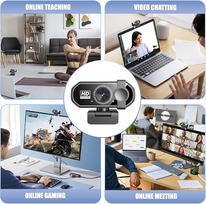 1080P Web Cam with Microphone Streaming Webcam with Privacy Cover 120° View Plug &amp Play Computer Camera for Windows/MacOS/Linux for Video Conferencing/Gaming/Conferences