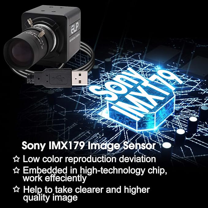 8MP Webcam 5-50mm Varifocal Lens USB Industrial Camera for Indoor Outdoor Super HD 3264X2448 Embedded Camera USB Webcamera for Linux Windows Android Plug