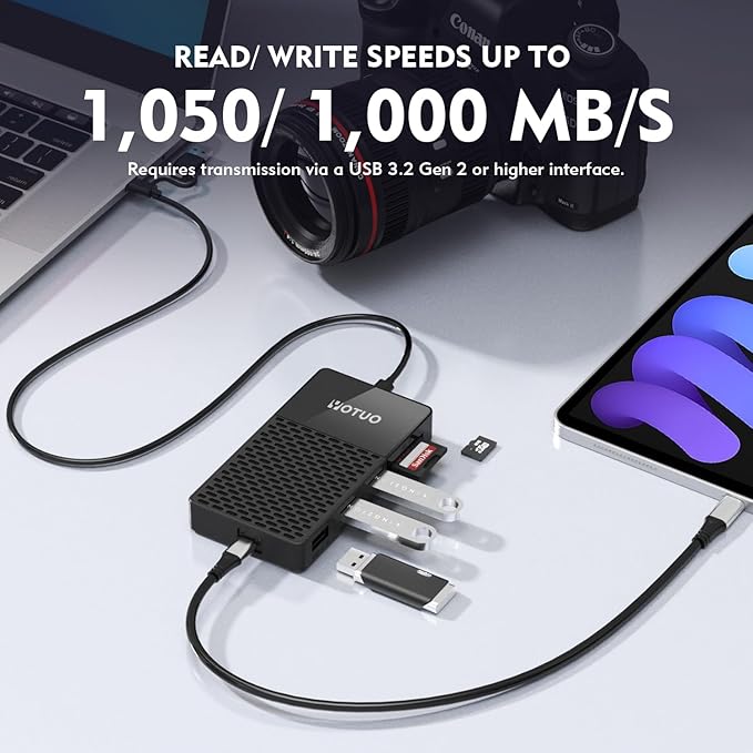 3 in 1 Portable SSD 500GB Up to 1050MB/s USB-C External Solid-State Drive with Multi-Port USB 3.2 Hub SD/TF Card Reader. Docking Station with PC/Mac/laptop/iPhone 17/Windows/Android/Linux/iOS