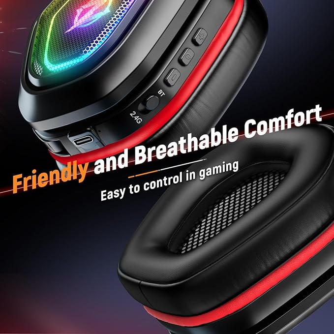 Ozeino 2.4GHz Gaming Headset Wireless with Flip Mic for Ps5 Ps4 PC Gaming Headphones with USB-A &amp USB-C Transmitter 40Hr Battery Gamer Headset for Laptop Mobile Mac