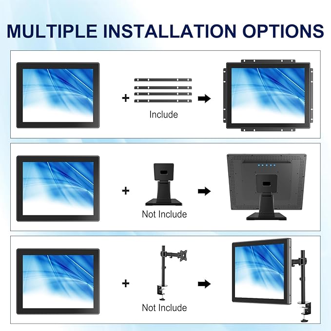 15 Inch Capacitive Touch Screen Monitor 1280x1024 Industrial Touch Display with 10-Point Touch Metal Housing HD-MIVGA Input Open Frame Touch Monitor for Industrial Automation Control