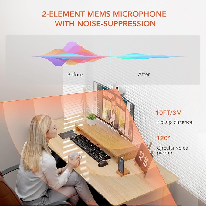 Nuroum V15AFL 2K Webcam with Ring Light for Streaming Autofocus Webcam for PC w/Noise Cancelling Dual Mics 1080P 60fps 75° FOV&ampLightweight USB Web Camera Plug&ampPlay for Zoom/Teams/OBS/Xspli
