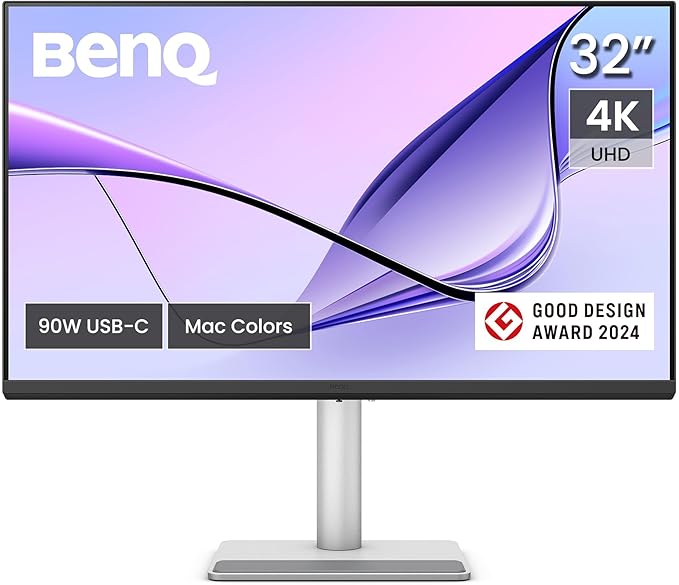 BenQ MA320U 32” 4K 3840x2160 Monitor for MacBook® Pro/Air Dual USB-C 90W Power Delivery Mac Color Match USB Hub Brightness &amp Volume Control on Mac Height &amp Tilt Adjustable Stand P3 Colo