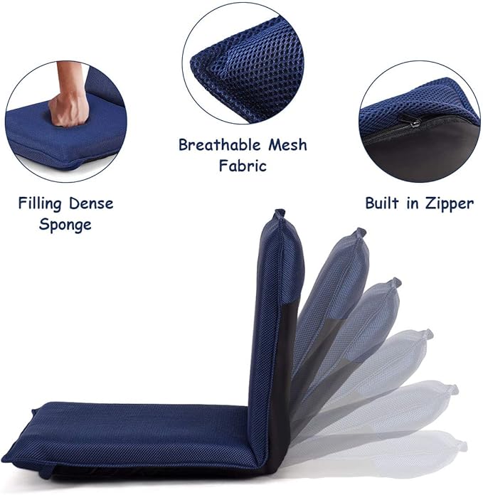 Giantex Adjustable Mesh Floor Sofa Chair 6-Position Multi-Angle Padded Floor Chair Cushioned Back Support Versatile Video Game Chairs for Meditation Seminars Reading TV Watching or Gaming