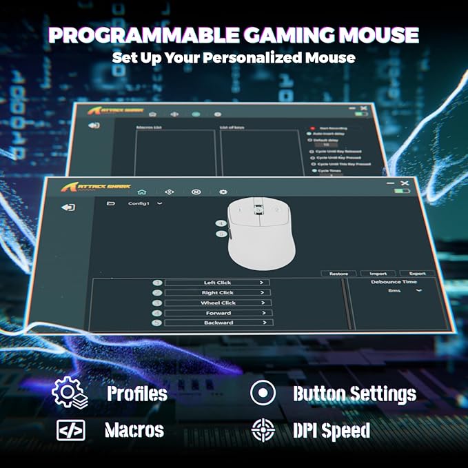 MAMBASNAKE Attack Shark X8 Ultimate 8K Wireless Gaming Mouse42K DPI PAW3950MAX SensorNordic 54L15 Chip59g LightweightOptical Switches RGB Receiver for PC/Mac/WinWhite