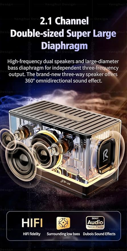 Bluetooth Speaker Ultra Heavy Bass 45W RGB Light Cyber Mechanical Industrial Style Bluetooth 5.3 Wireless Stereo Sound Speaker Subwoofer for Indoor and Computer Room (Black)