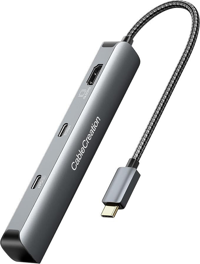 CableCreation 7-in-1 USB-C Hub with 4K 60Hz HDMI 100W PD 2 USB 3.0 5Gbps Data Ports SD/TF Card Slots for Steam Deck MacBook Pro/Air iPad Pro Pixelbook XPS