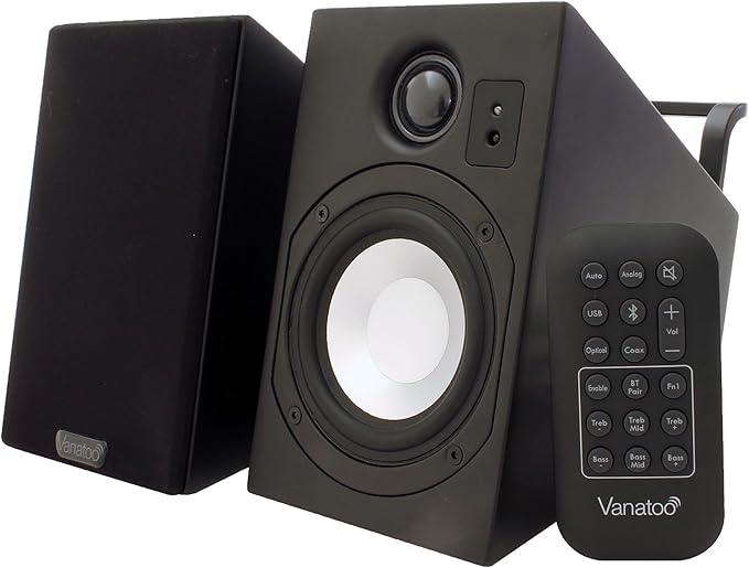 Vanatoo Transparent Zero Plus Near Field Studio Monitor Speakers Pair for TV PC Gaming. 120 Watt Powered Speakers for Desktop and Room use. AUX USB Bluetooth Toslink Optical Remote Control.