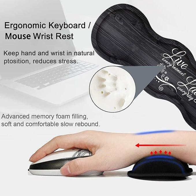 Large Gaming Mouse Pad Keyboard Wrist Rest pad + Mouse Wrist pad + Coaster Set Extended Waterproof Non-Slip Table mat Suitable for Home Office Learning Games - Live Laugh Love