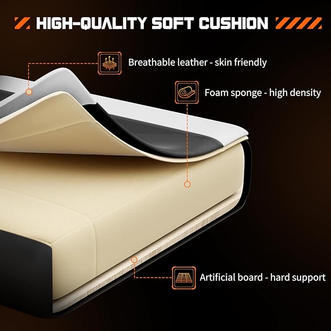Sweetcrispy Video Game Desk Chair - Ergonomic Computer with Footrest and Comfy Lumbar Support PU Leather Recliner with Headrest Dynamic Armrest Height Adjustable with 360° Swivel White Adults