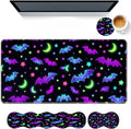 Keyboard Mouse Pad SetLarge Desk Pad+Keyboard Wrist Rest+Mouse Wrist Support+CoasterEasy Typing Pain Relief Non-Slip Wrist Support Mousepad Set Home OfficeGlowing Bats