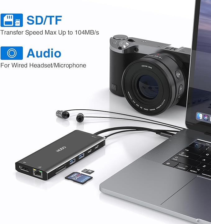 Dell HP USB C Docking Station - Dual/3 Monitor Triple Display 2X HDMI 4K DP Ethernet 6 USB PD SD/TF Audio Adapter 14 in 1 for Lenovo