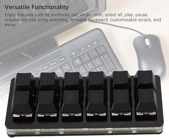 Zunate 12 Key Mechanical Gaming Keyboard One Handed Macro Customized OSU Keyboard USB C Wired Programmable RGB Backlit Keyboard for PC (Black)