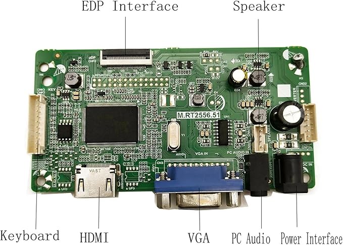 EDP Board Kit Compatible For NT156FHM-N31 NT156FHM-N41 NT156FHM-N51 NT156FHM-N61 N62 HDMI+VGA+Audio LCD LED Screen Controller Board Driver(NT156FHM-N51)