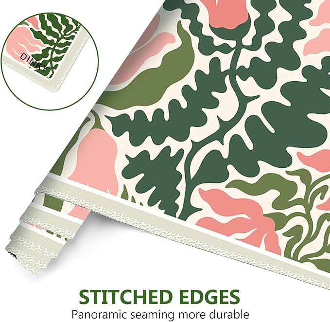 DINKY Floral Desk Mat Large Mouse Pad with Wrist Rest Desk Matt for Desktop Anti-Slip XXL Ergonomic Mousepad with Wrist Support for Keyboard and Mouse Abstract Flower Leaf