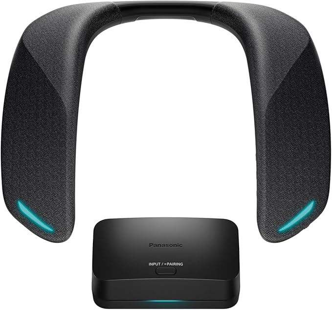 Panasonic SoundSlayer Wearable Speaker System for Gaming Movies and Music Lightweight Neck Speaker with Built-in Microphone and Immersive Dimensional Sound - SC-GNW30