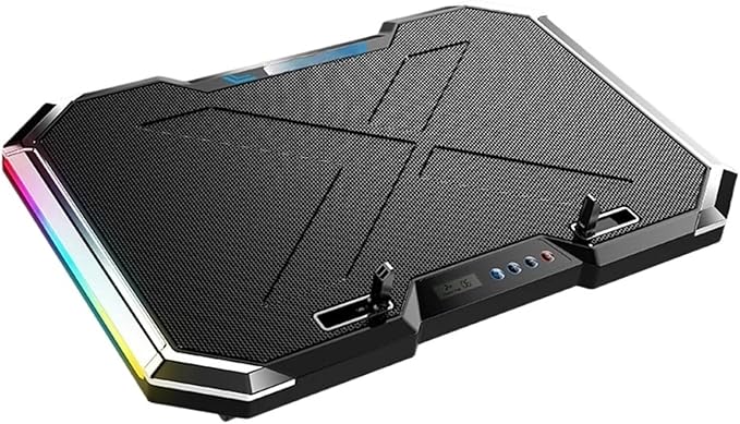 17 Inch Gaming Laptop Cooler 6-Fan LCD Screen Two USB Ports 1500RPM Laptop Cooling Pad RBG Luminous Laptop Stand