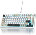 75% Wired Creamy Keyboard Hot Swappable Mechanical Gaming Keyboard with Gasket Mounted RGB Backlit Red Switch Knob Control for Win Pc Laptop(82Grey)