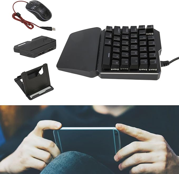 One Handed Gaming Keyboard Combo Bluetooth Keyboard Mouse Converter K9 Mechanical Keyboard GM86 Mouse and Stand Set for Android for iOS