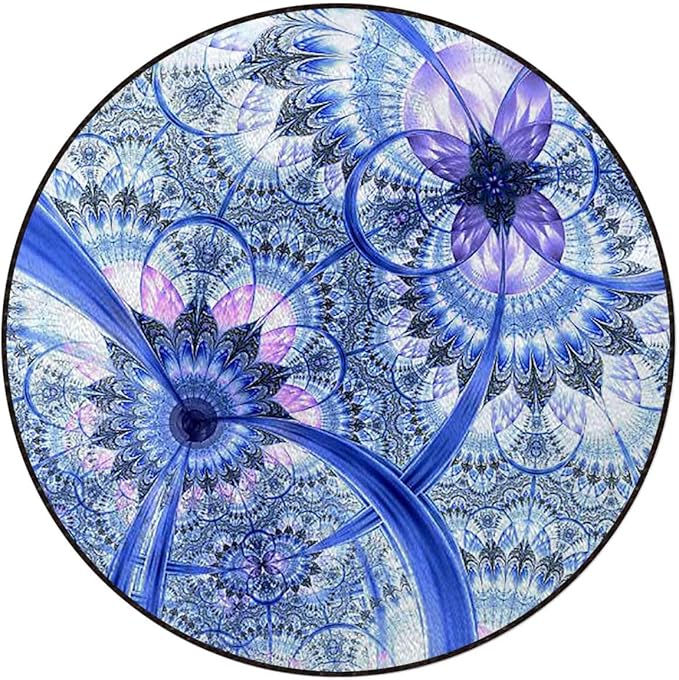 Purple Blue Gaming Chair Mat Round Floor Mats for Office Chair Computer Gaming Desk Mat for Rolling Chair Non-Slip Gaming Rug Spectral Color Motion Graphic Diameter 47.2 in