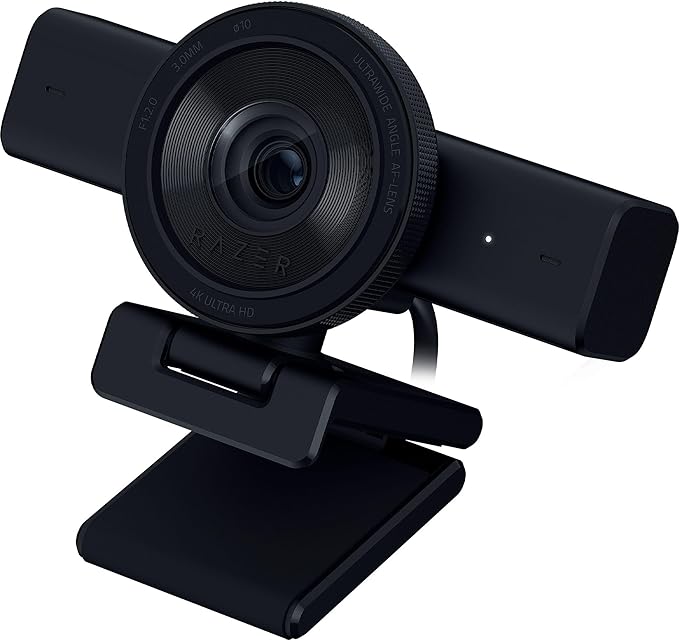 Razer Kiyo V2 Streaming Webcam: 4K 30 FPS 1080p 60 FPS - AI Powered Auto-Framing - Built-in Microphone - Ultrawide Angle Lens - Privacy Cover - Works with OBS Xsplit Discord Zoom Teams - Black
