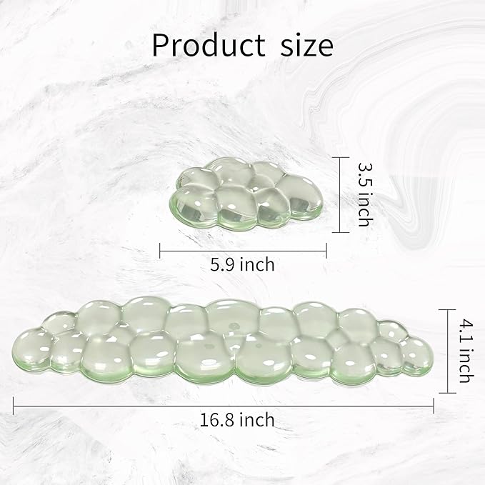 Cloud White Clear Ergonomic Gel Wrist Rest for Keyboard and Mouse Set - Non-Slip Washable Silicone Wrist Pad (16.8x4.1 Keyboard + 5.9x3.5 Mouse) for Gaming Office Design