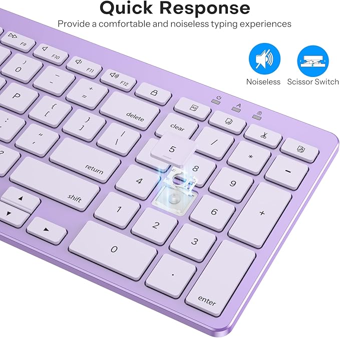 OMOTON Wired Keyboard Compatible with Mac with Dual Interface (USB and Type-C) Numeric Keypad Compatible with MacBook Pro/Air iMac Mac mini/Pro Laptop Purple