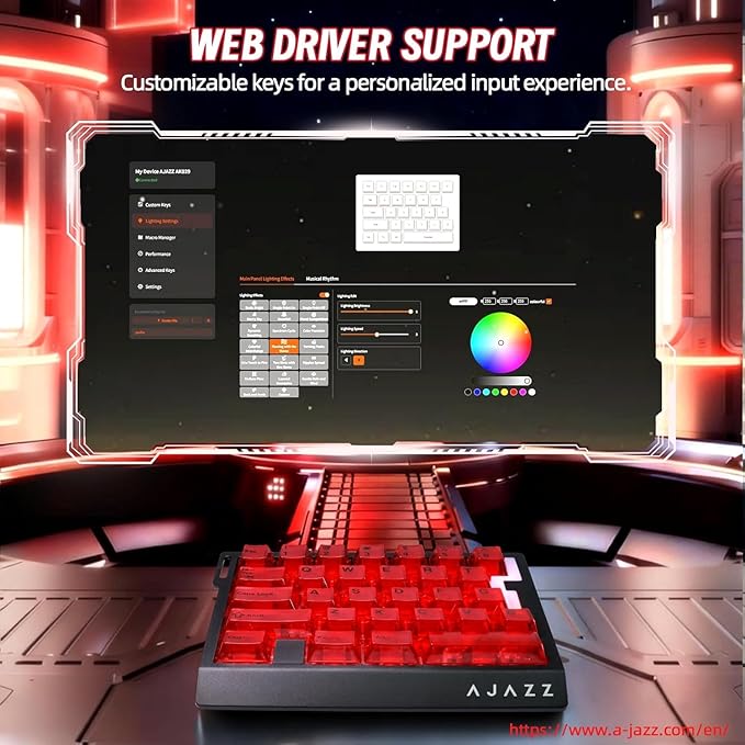 A.JAZZ AK029 Wired 29 Keys One-Handed RGB Gaming Keyboard with 8000HZ0.01mm RT Magnetic Switches Adjustable ActuationHotswappable Mechanical KeyboardAluminum PlateWeb Driver for Gamers-Red