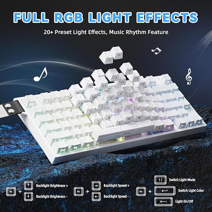 ATTACK SHARK R82HE Rapid Trigger Wired Mechanical Gaming Keyboard TKL NKRO with 8K Polling0.005mm RT Accuracy256K Scan Rate5 Layer Sound DampedHall Effect Magnetic Switch for PC Mac(White Contour)