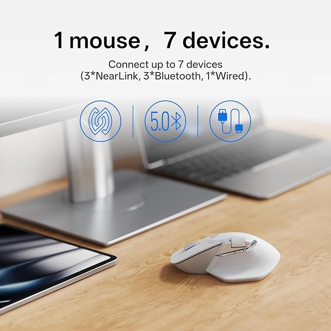 Rapoo MT760 PRO Wireless Mouse NearLink + Bluetooth 5.0 Multi-Device 12K DPI 2K Polling Ergo for Work &amp Gaming 11 Programmable Buttons On-Board Memory Quiet Clicks USB-C 120 Days Battery