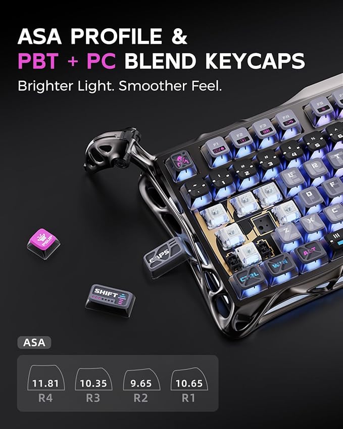 GravaStar Mercury K1 Pro Wireless Mechanical Gaming Keyboard 75% Layout RGB Custom Keyboard Electroplated Glossy Frame Hot-Swappable Linear Switches – Cyberpunk Edition
