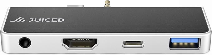 Juiced Systems QuickHUB - Surface Go Adapter - 2X USB 3.0 | 4K HDMI | USB-C | AUX - Designed for Surface GO | Surface GO 2
