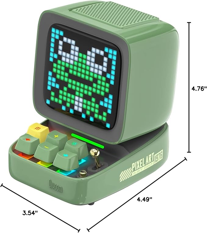 Divoom Ditoo Pro Retro Pixel Art Game Bluetooth Speaker with 16X16 LED App Controlled Front Screen (Green)