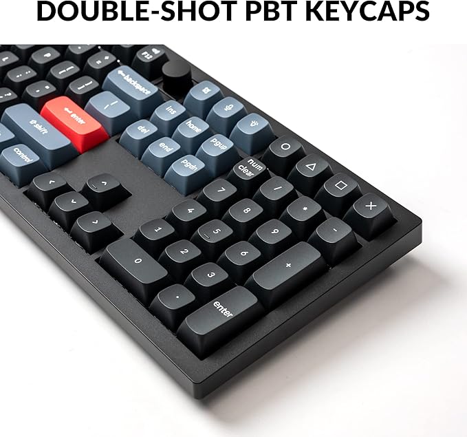 Keychron V6 Wired Custom Mechanical Keyboard Knob Version Full-Size QMK/VIA Programmable Macro with Hot-swappable Keychron K Pro Red Switch Compatible with Mac Windows Linux Black (Non-Transparent)