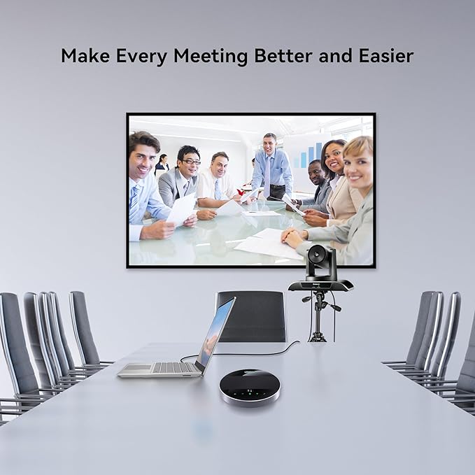 Tenveo 3X Optical Zoom 1080P 60FPS PTZ Conference System with 93°Wide-Angle Lens and MagiCall Bluetooth Speakerphone Video Output via USB 3.0/HDMI/RS485/RS232 Ideal for Large Meetings