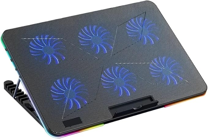 Laptop Cooler PC Fan Cooler Notebook Stand for Laptop Cooling Pad 6 Quiet Fans Cooling Radiator Laptop Accessories(Ten Light Mode)