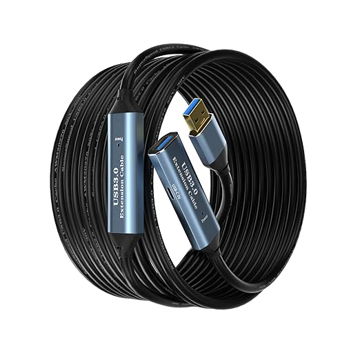 USB 3.0 Extension Cable 100FT Type A Male to Female Active Extender Cord with 4 Extension Chipsets Signal Booster and 1 USB-C Charging Port for Webcam PlayStation Printer Camera