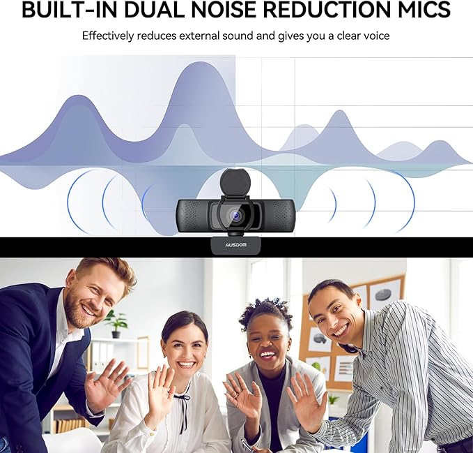 AUSDOM AF640 1080P Webcam with Microphone 90°FOV USB PC Camera Webcam with Privacy Cover Plug and Play Computer Camera for Online Calling/Conferencing Zoom/Skype/YouTube Laptop/PC