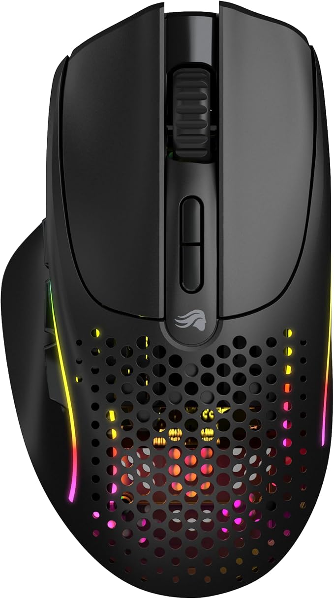 GLORIOUS Gaming Model I 2 Wireless Gaming Mouse - Hybrid 2.4Ghz &amp Bluetooth 75g Superlight 9 Buttons (2 Swappable) RGB PTFE Feet MMO/MOBA/FPS Long Battery Life Side Thumb Rest - Black