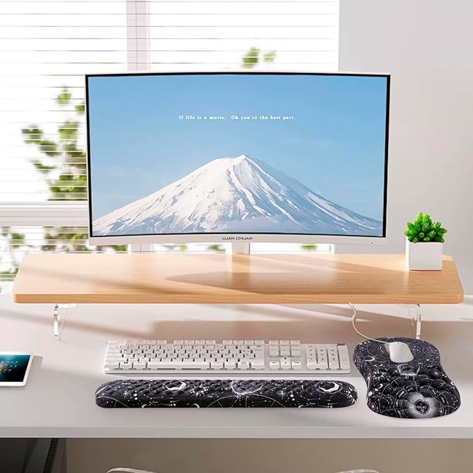 Mouse Pad Wrist Support 2 in1 Keyboard Wrist Rest+ Ergonomic Mouse Pad Non-Slip Wrist Rest for Computer Keyboard Made Easy Typing &amp Relieve Wrist Pain(Sun Moon)