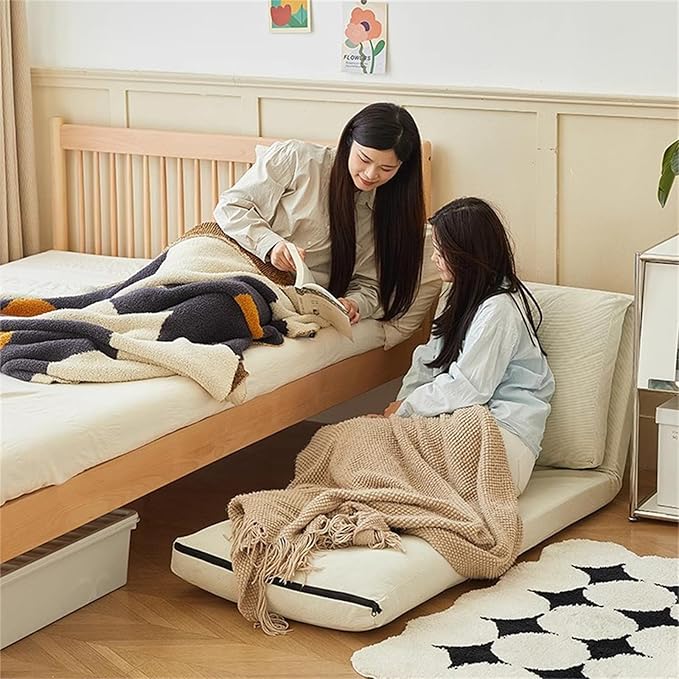 BTZHY Floor Chair Floor Sofa Bed Folding Lazy Sofa Chair Foam Filling Extra Thick Floor Couch Chair Convertible Sleeper Chair Bed 5 Angle Adjustment Recliner Chair for Bedroom Living Room